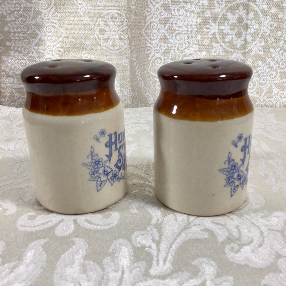 Vintage Crock “Home Sweet Home” Salt and Pepper Shakers - Picture 2 of 7